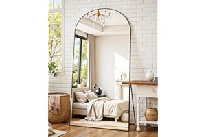 Suidia Full Length Mirror, 76"x34" Floor Standing Mirror Freestanding, Full Body Mirrors with Stand for Bedroom, Hanging Mounted for Living Room Cloakroom, Black, Arched Style