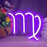 BerniceKelly The Zodiac Horoscope Neon Sign, Virgo LED Neon Signs for Wall Decor, Astrology Zodiac Horoscope Neon Lights Beautiful Spiritual, Birthday Party, Home Kids Room Decor Virgo