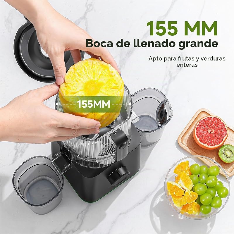 Extrator de sumo prensado a frio 600W, espremedor com boca 155 mm