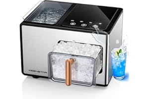 KEENSTAR Nugget Ice Maker Countertop, 40lbs/24H, Pebble Ice Maker with Soft Chewable Ice, Self Cleaning Sonic Ice Machine, Stainless Steel w/Touch Screen, Compact Design for Home Office Bar Party- Silver