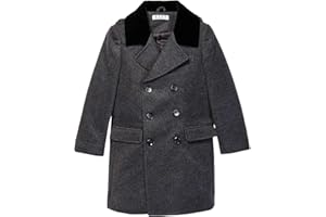 Isaac Mizrahi Boy's 2-20 Velvet Collar Quilt Lined Wool Blend Peacoat