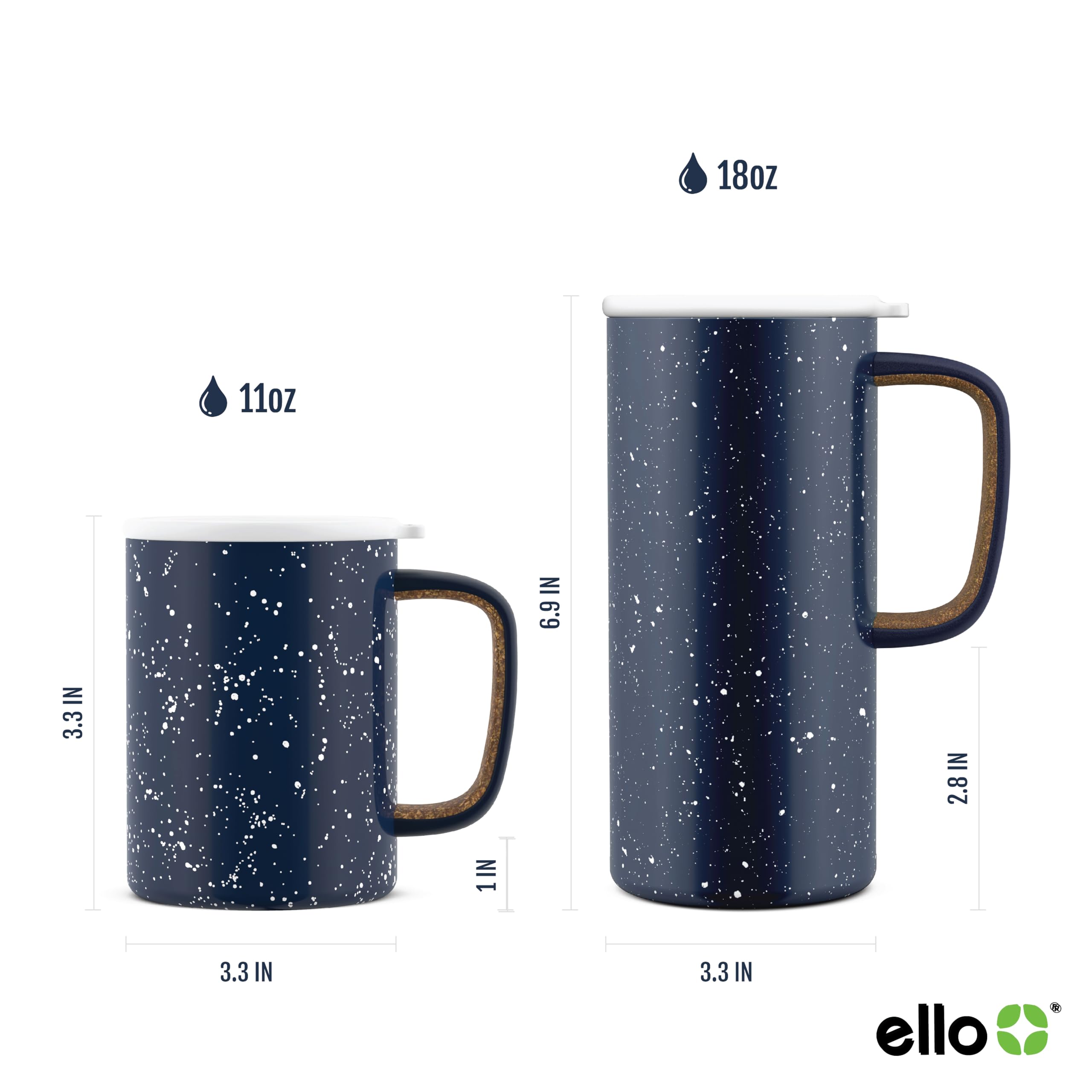 Ello Campy Vacuum Insulated Travel Mug with Leak-Proof Slider Lid and Comfy Carry Handle, Perfect for Coffee or Tea, BPA Free, Avalon Sea, 18oz