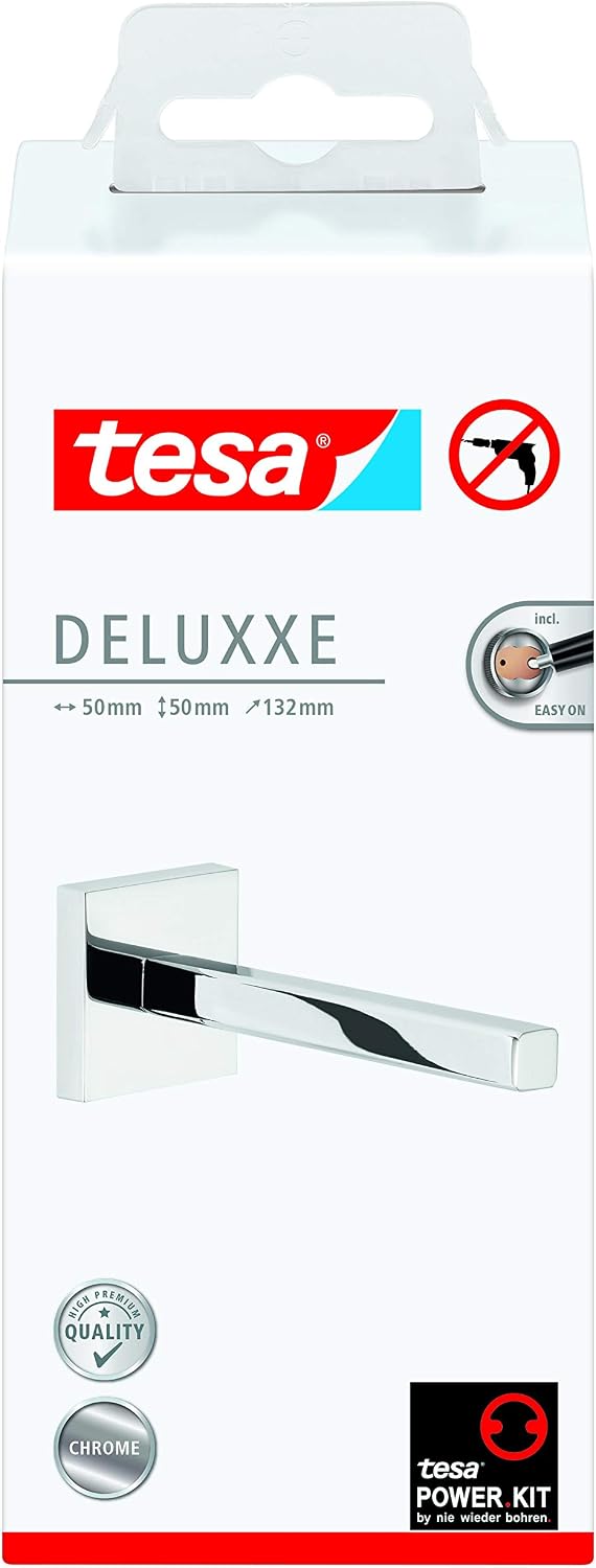 tesa DELUXXE Spare Toilet Roll Holder, Self-Adhesive, Stainless-Steel Spare Toilet Paper Holder, Waterproof - Image 3