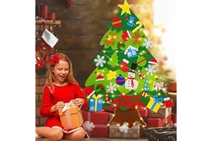 YUEWO Felt Christmas Tree Set, 3.3ft DIY Door Wall Hanging Christmas Tree with 32 PCS Detachable Ornaments, for Party Supplies Xmas Gifts Home New Year Christmas Decorations