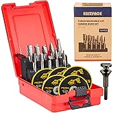 EASTPACE 10 PCS 1/4" Shank Tungsten Carbide Burr Set Double Cut for Metal Grinding, Deburring Die Grinder Bits Fit Dewalt Milwaukee Die Grinders Accessories 1PC Mandrel & 5PC 3inch Cut Off Wheel