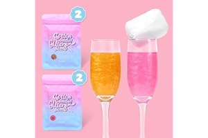 SUJOYGAR Cotton Candy Glitter Bomb for Drinks, 4 pc Pink Strawberry Flavor & Gold Pineapple Flavor, Edible Drink Glitter for Cocktails Sparkling Beverages, Birthday Party Decoration Wedding Supplies