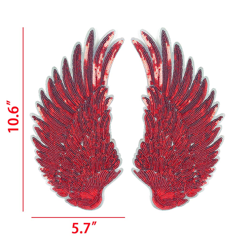 LoveInUSA 7 PCS Sequins Angel Wings Iron On Patch DIY Embroidered Applique Bling Wings for Jackets Cloth Decoration Valentine\'s Day Gifts
