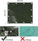 Onarway Tarpaulin 3m x 3m 105GSM Waterproof Heavy-Duty Green view 2