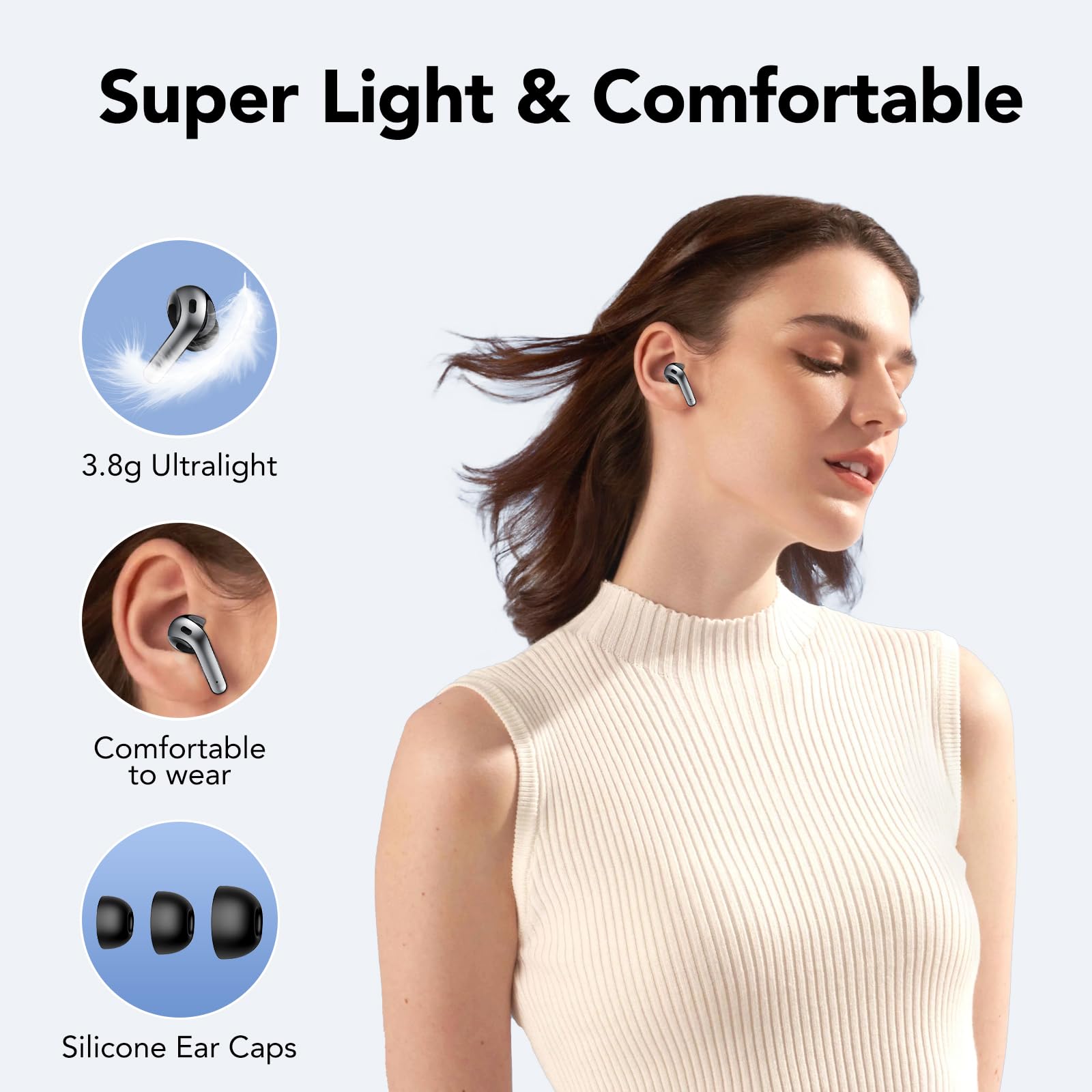 IKT Bluetooth Kopfhörer, In Ear Kopfhörer Kabellos Bluetooth 5.3 mit 50H Tiefer Bass, 2026 Neue Kabellose Kopfhörer Noise Cancelling Earbuds mit 4 ENC Mic, IPX7 Wasserdicht Ohrhörer, USB-C 6