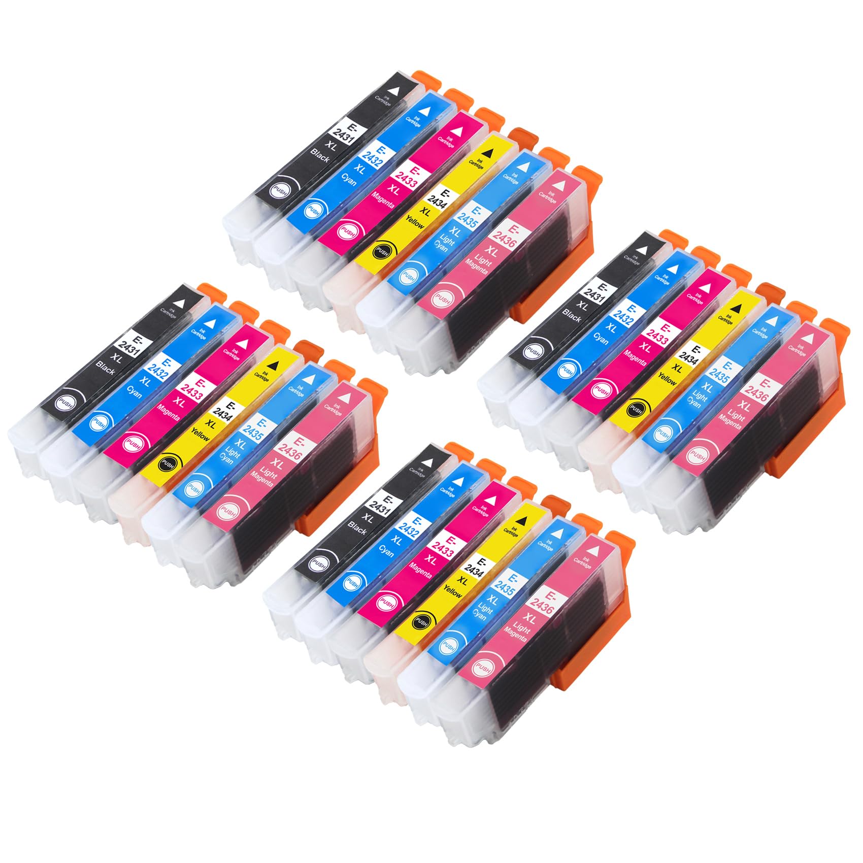 Go Inks Compatible 24XL Ink Cartridges – 24 Pack XL Set replaces T2438 for Epson XP-55, XP-65, XP-750, XP-760, XP-850, XP-860, XP-950, XP-960, XP-970-12ml