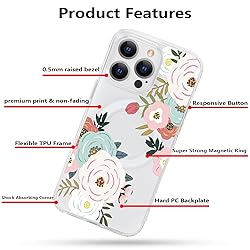 Tcaraersing Magnetic Clear Flower Case for iPhone