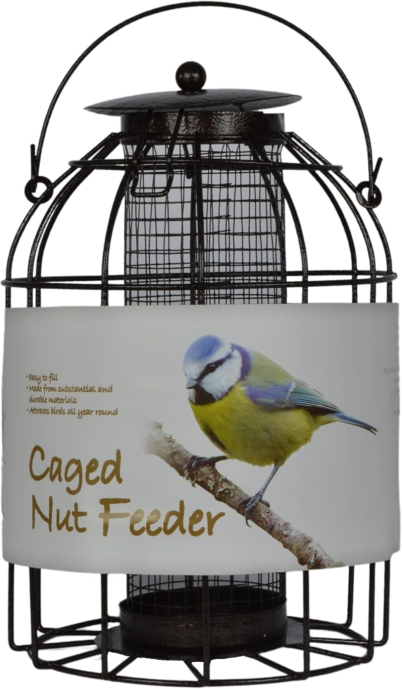 Green Jem Dome Caged Peanut Wild Bird Feeder Squirrel Proof Hammertone
