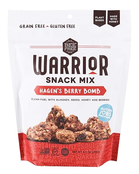 BEEFREE WARRIOR MIX GLUTEN FREE GRANOLA – SOFT CHUNKY GRANOLA BITES | PALEO GRANOLA, LOW CARB, GRAIN FREE, PRESERVATIVE FREE, OAT FREE | GRANOLA FOR YOGURT, LOW CALORIE SNACKS | HAGEN’S BERRY BOMB, ONE 9 OUNCE BAG