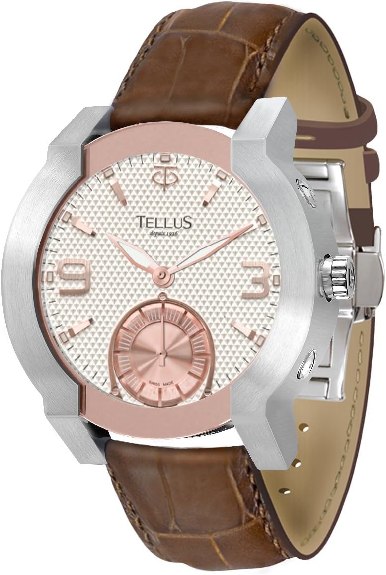 TELLUS Arès Men's Watch, Genuine Alligator Leather Strap, Swiss Made - T1067-X334GVA134