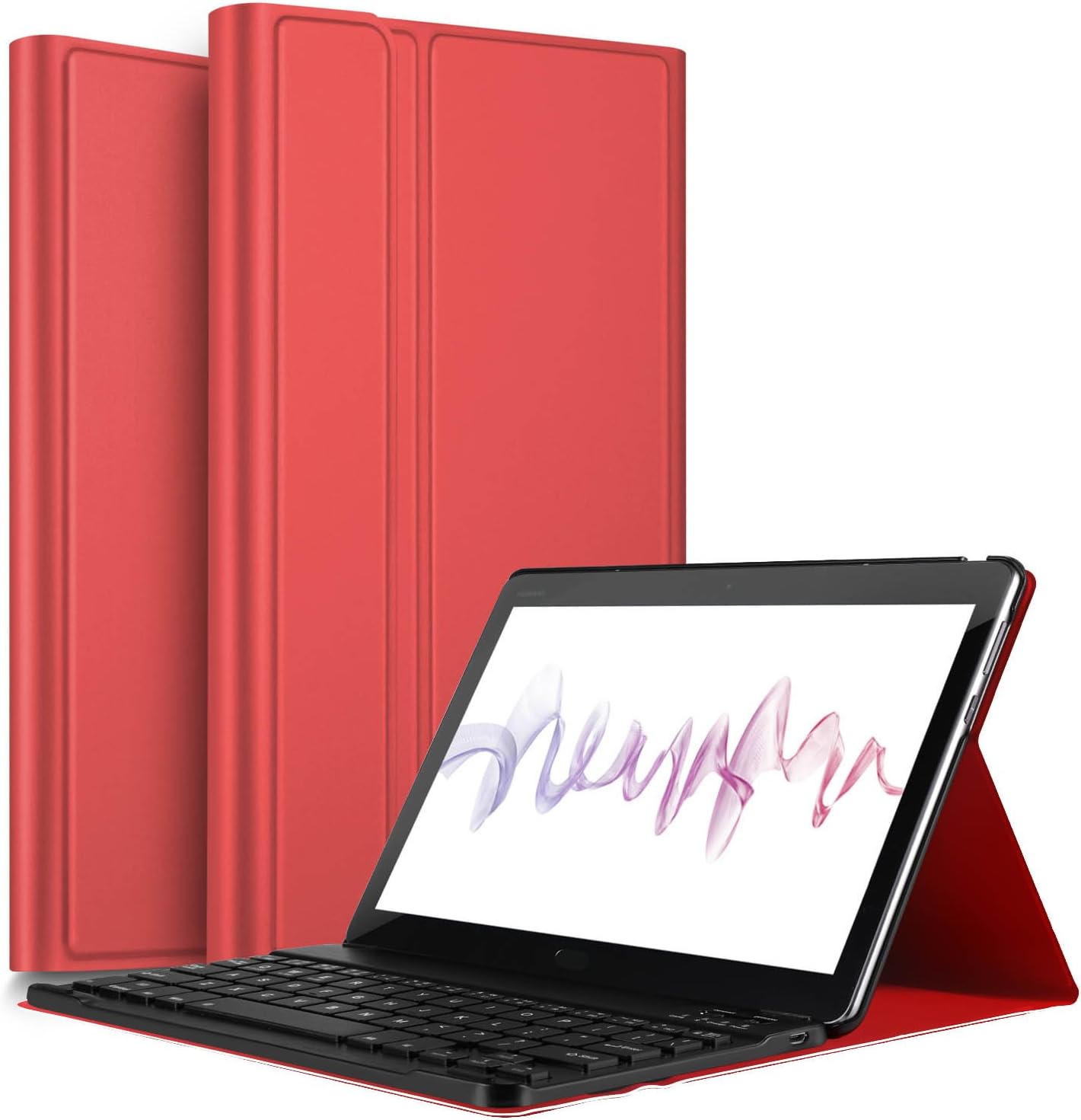 IVSO Keyboard Case for Huawei MediaPad M5 lite 10 Tablet - Wireless Keyboard Front Prop Stand Case Cover for Huawei MediaPad M5 lite 10 inch 2018 Released Tablet (Red)
