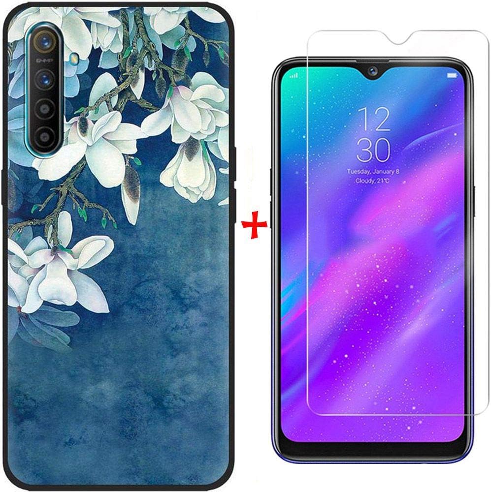 AIOIA For OPPO Realme X2 Case with Screen Protector,Soft Flexible TPU Cover+9H Tempered Glass Film for OPPO Realme X2