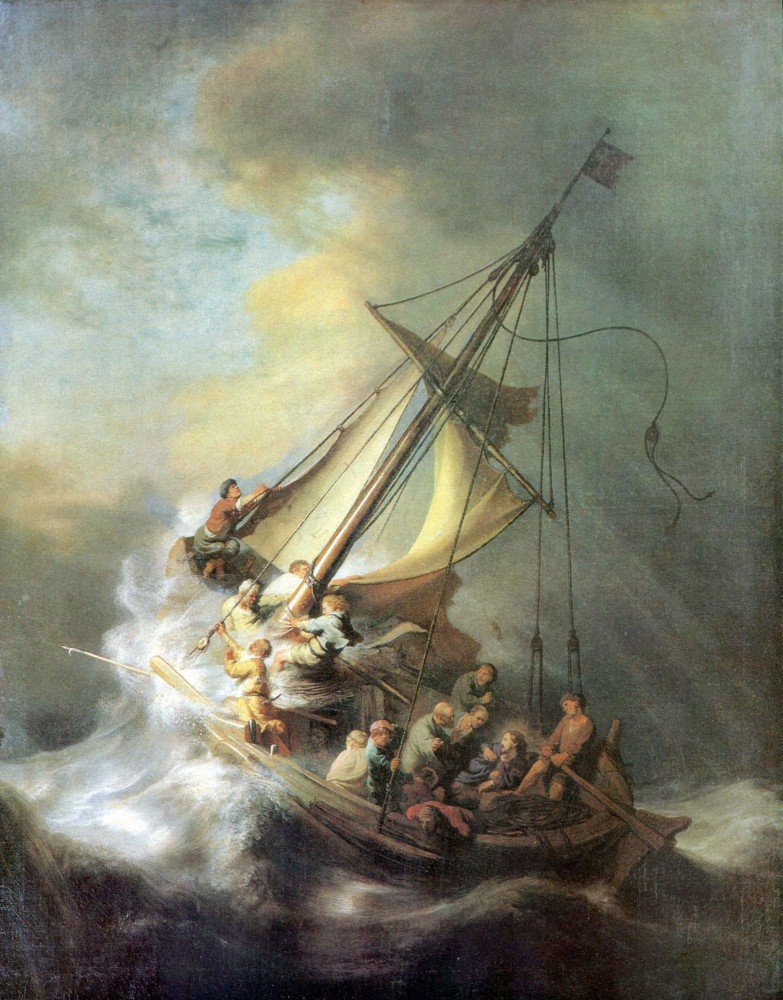 61 x 81,3 cm Toile Christ dans une tempête sur la mer de Galilée par