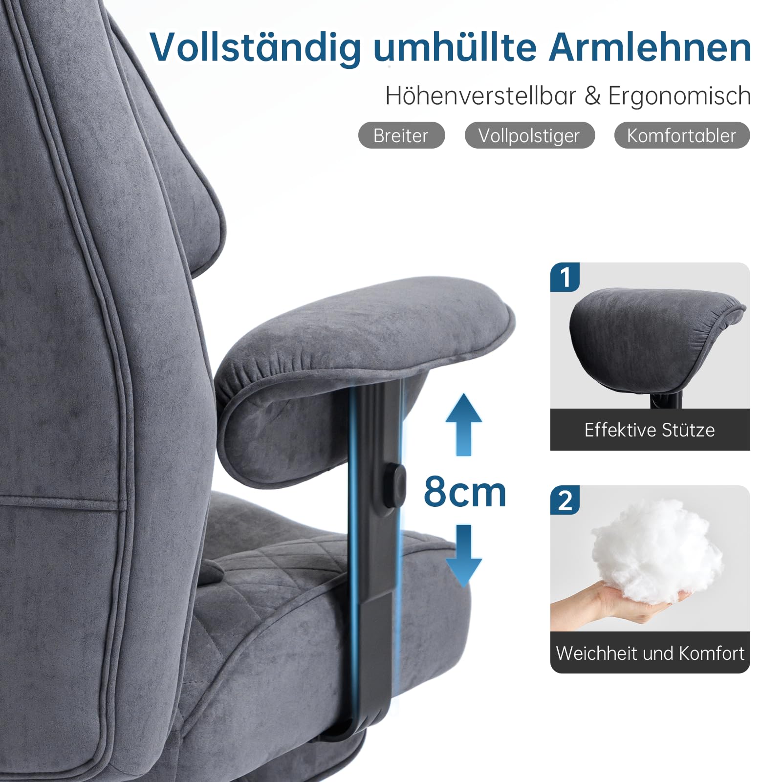 Asukale Ergonomischer Bürostuhl 200kg, Chefsessel mit Fußstütze 7