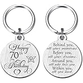 Laluminter Happy Birthday Gifts Keychain Presents for Girls Women Boys Men, Double Sides Engraved