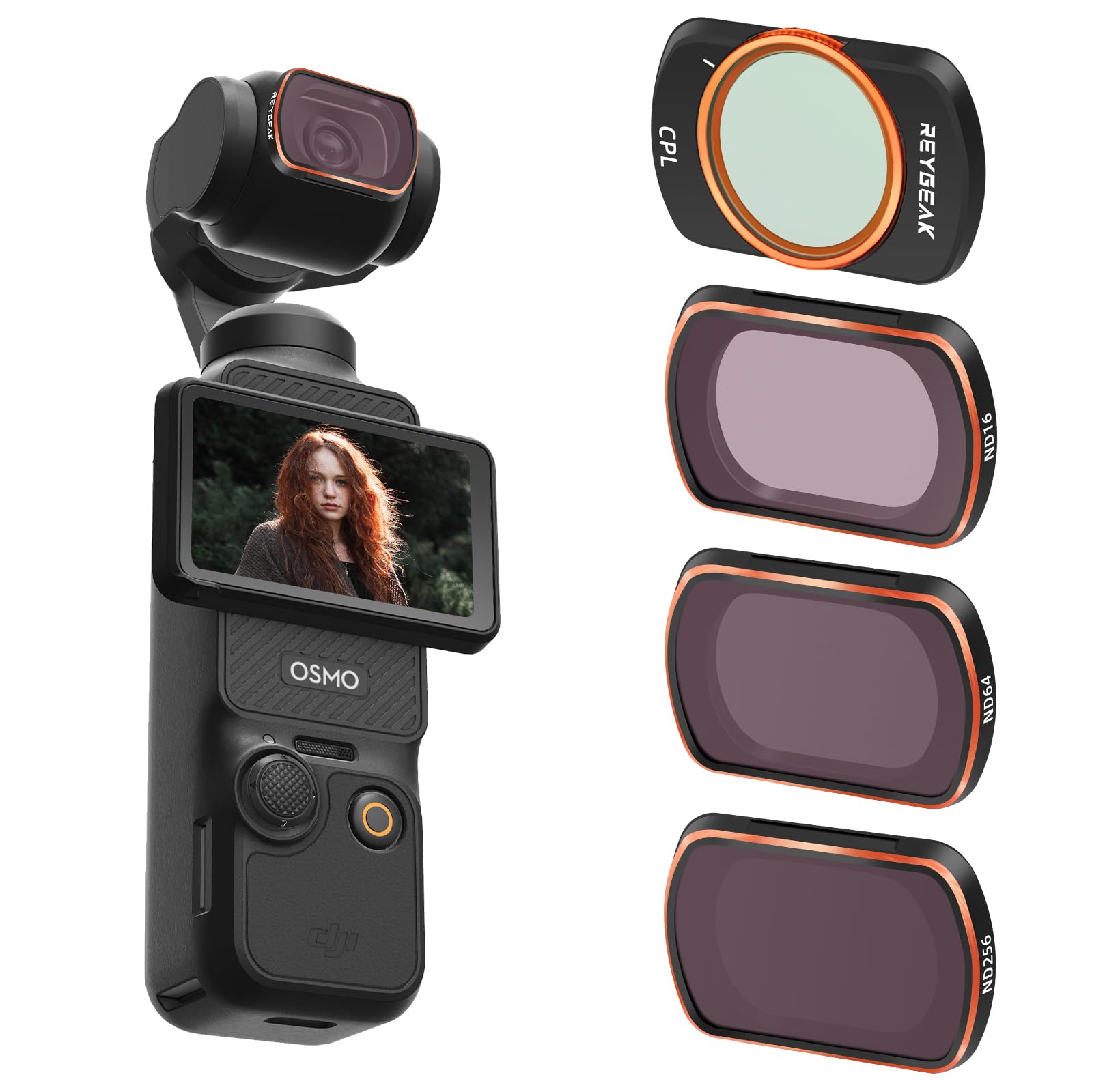 REYGEAK ND CPL Filter for DJI Osmo Pocket 3 ND16/N64/ND256/CPL Magnetic CPL Filter for DJI Osmo Pocket 3 Multi-layer HD Optical Glass Accessories with Thin Aluminum Frame (CPL/ND16/ND64/ND256)