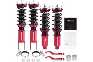 maXpeedingrods Coilover for Honda Civic 1988-2000, for Honda CRX 1988-1991, for Del Sol 1992-1995, for Acura Integra 1990-2001, 24 Levels Damper Adjustable Coilovers Suspension Kit, Lowering Kit, Red