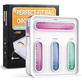 OUTXE Bag Organizer for Drawer + Fridge, Magnetic Kitchen Baggie Storage | Pantry Organization for Ziplock Plastic Food Bags | Compatible with Snack Sandwich Quart Gallon (White)