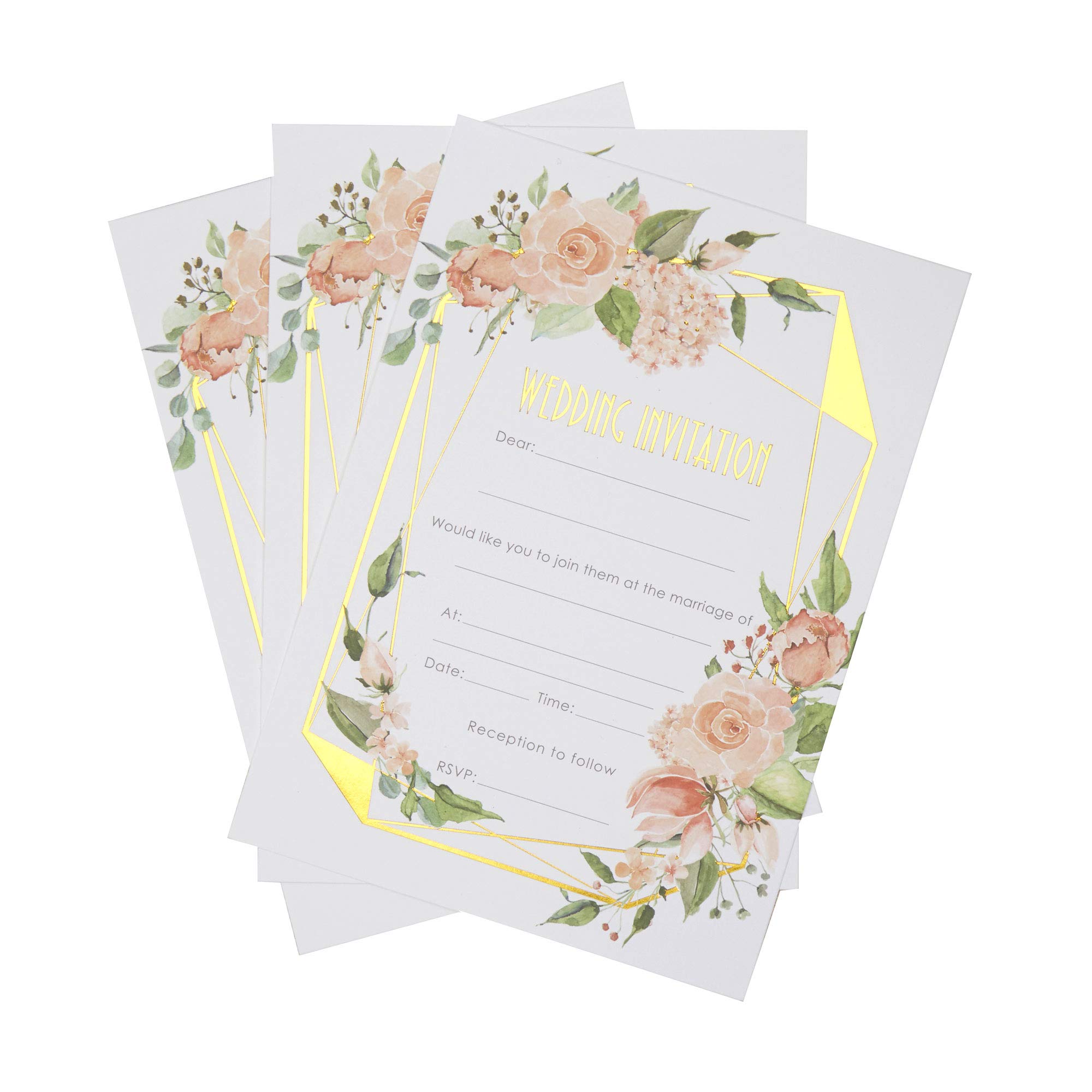Neviti Geo Floral - Wedding Day Invitations - 10 Pack