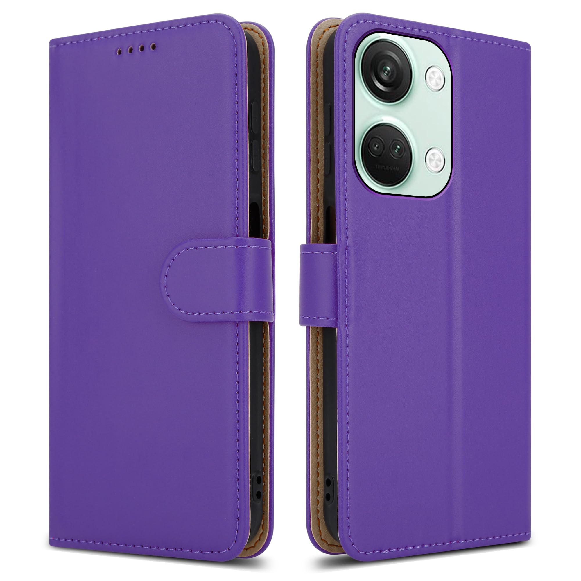 PIXFAB For OnePlus Nord 3 Leather Phone Case, Magnetic Closure Full Protection Book Folio Design, Wallet Case Cover [Card Slots] and [Kickstand] For OnePlus Nord 3 - Purple