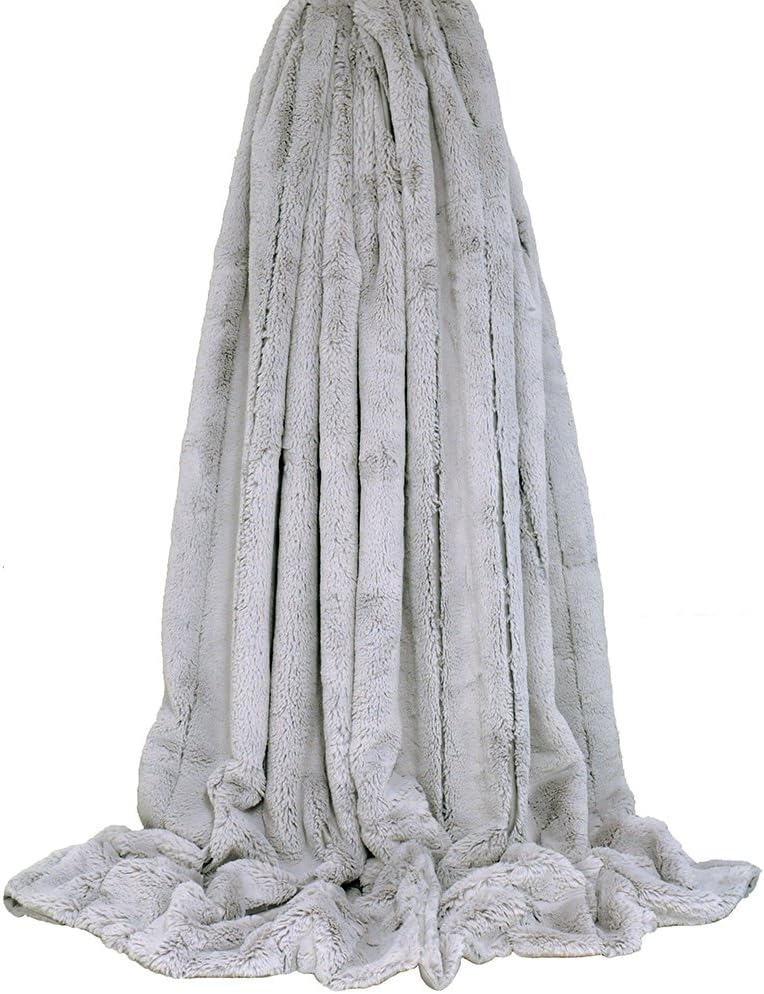 Paoletti Empress Faux Fur Throw - Soft Elegant Heavyweight Minimalist Décor Blanket for Bed or Sofa (Grey - 130x180cm)