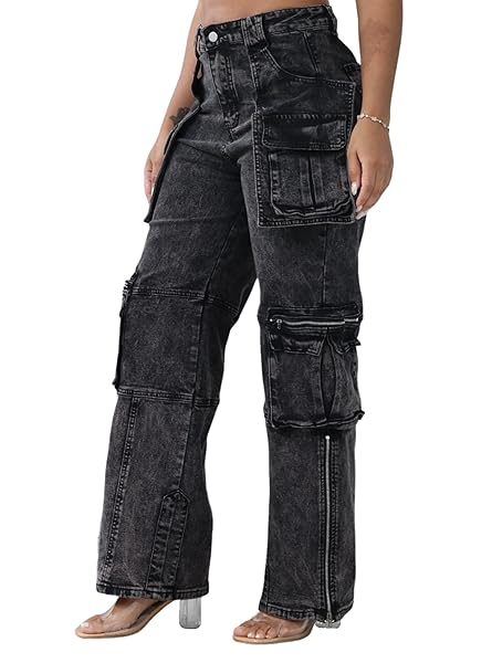 RYEHACK JEANS CARGO PANTS FOR WOMEN Y2K STRAIGHT...