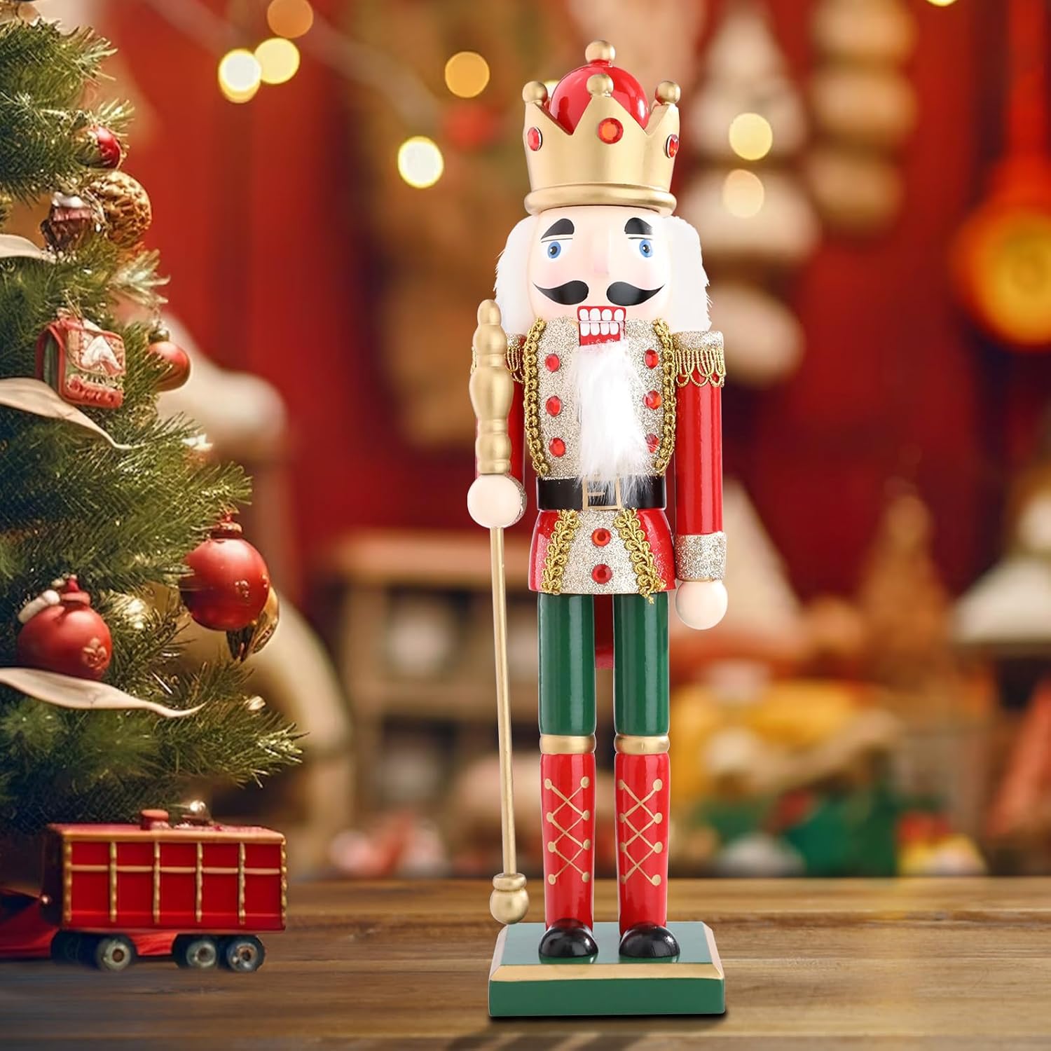 Nutcrackers - Chonsun Christmas Nutcrackers Figure 15Inch 1PCS Wooden Nutcracker Ornament Nutcracker Christmas Decoration Figures for Christmas Desktop Home Decor Kids Gift Red