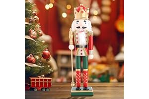 Chonsun Christmas Nutcrackers Figure 15Inch 1PCS Wooden Nutcracker Ornament Nutcracker Christmas Decoration Figures for Desktop Home Decor Kids Gift Red