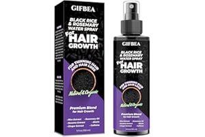 GIFBEA Organic Black Rice Water for Hair Growth,5oz Large Volume Rosemary Water Spray for Hair Growth,Hair Growth Serum Products w/Biotin,Castor Oil,Caffeine, Hair Growth Oil Ingrown Hair Loss Treatment