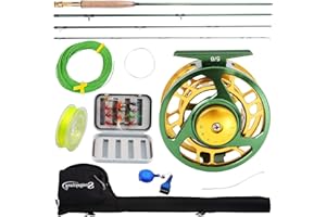 Sougayilang Fly Fishing Rod Reel Combos with Lightweight Portable Fly Rod and CNC-machined Aluminum Alloy Fly Reel,Fly Fishing Complete Starter Package