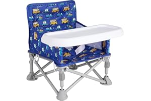 Furmubei Portable Baby Booster Seat with Tray, Toddler Booster seat for Dining, Camping, Travel, Baby Beach Chair 6 Months to 3 Years Old Indoor Outdoor Use CH2406