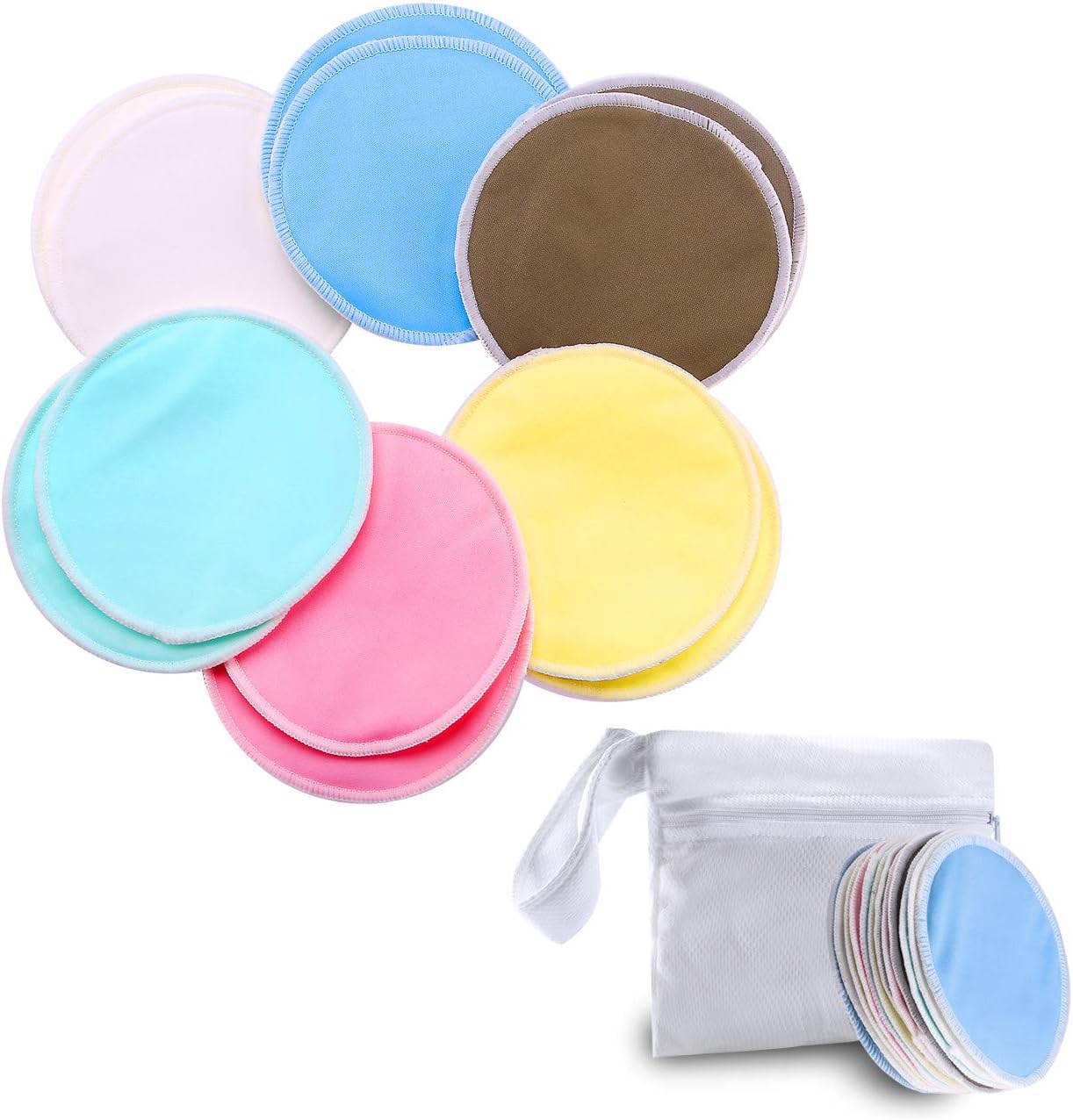 Everove Organic Washable Nursing Pads | 12 pack with Laundry Bag – Extra Absorbent & Reusable