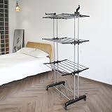 Rainberg 4-Tier Clothes Drying Rack with Wheels, Adjustable Stainless Steel view 6