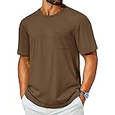 Cotrasen Men's T-Shirts Cotton Short Sleeve T Shirts for Men UPF 50+ Moisture Wicking T-Shirt Casual Crew Neck Pocket Tee