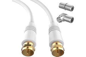 ECJTU 3FT RG6 Coaxial Cable, TV Coax Cable Cord Extender, Gold Plated Connectors, RG6 Compatible for Cable Modems, Cable Box, Digital Router, With F Connector and 90 Degree Angled Male to Female Adapter