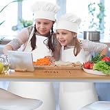 Bouiexye Kids Apron and Chef Hat Set Adjustable with 2 Pockets White view 7