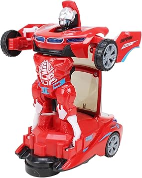 Toysale Battery Operated Converting Car to Robot, Robot to Car Automatically,Transformer Toy, with Light and Sound for Kids (Red Colour)