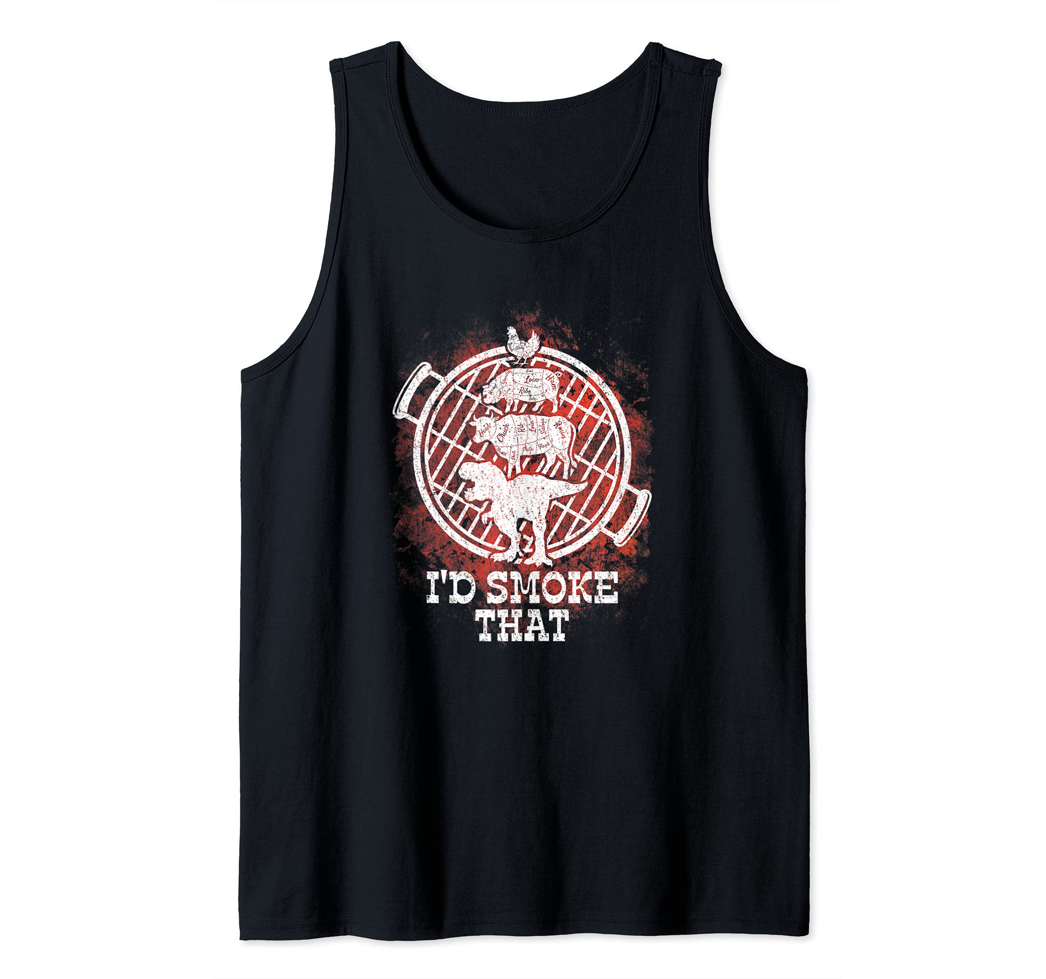 Smoke That Funny BBQ Quote Vintage Retro Meat Smoker Grill Tank Top