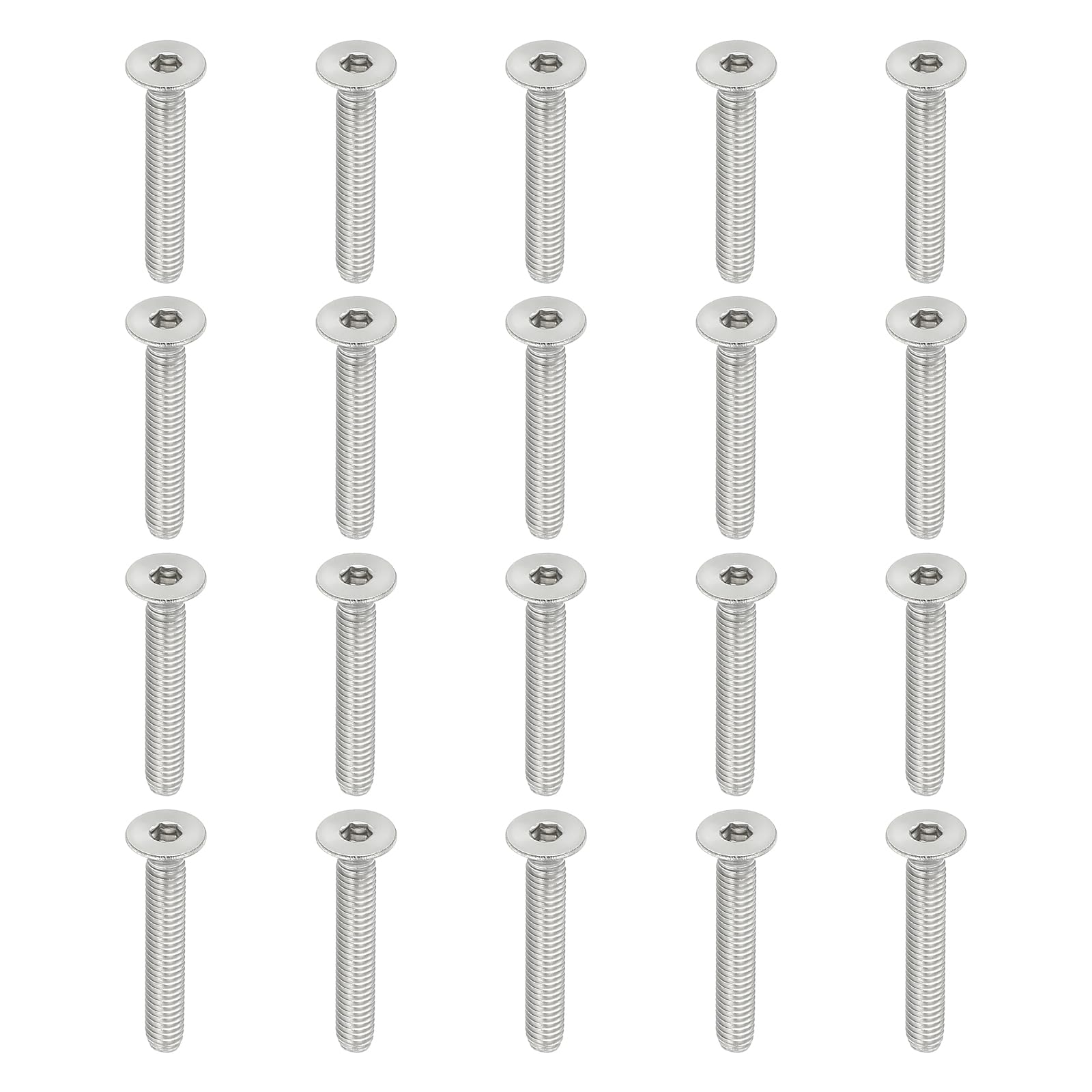 PATIKIL M4 x 25mm Flat Head Socket Cap Screws, 50 Pack 304 Stainless Steel 18-8 Machine Screws Flat Countersunk Bolts Hex Socket Drive Fasteners Grade 6.8 — image 1