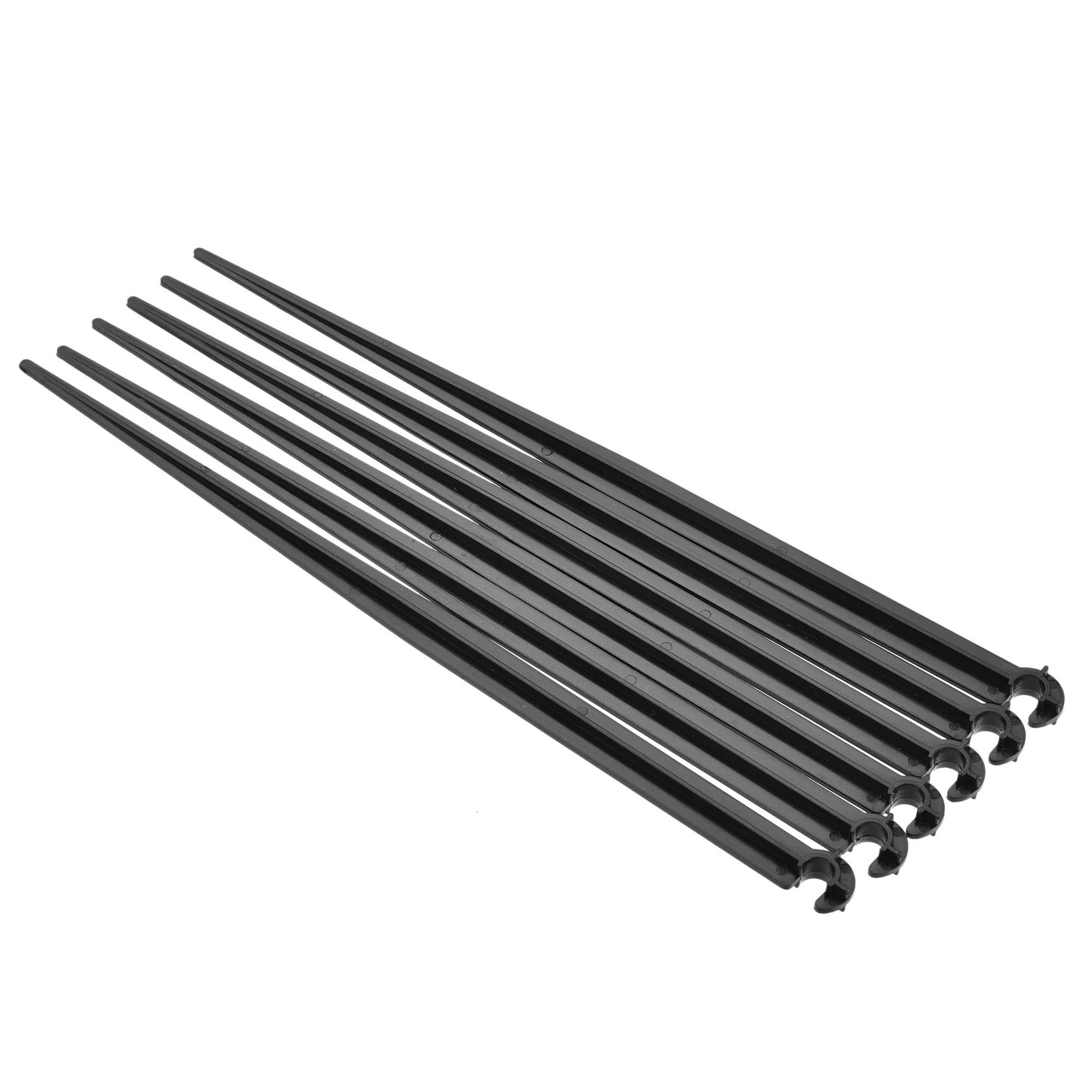 M METERXITY 100 Pack Irrigation Drip Support Stakes - Garden Lawn Drip Tubing Hold Stakes Apply to Watering System (200mm Black)