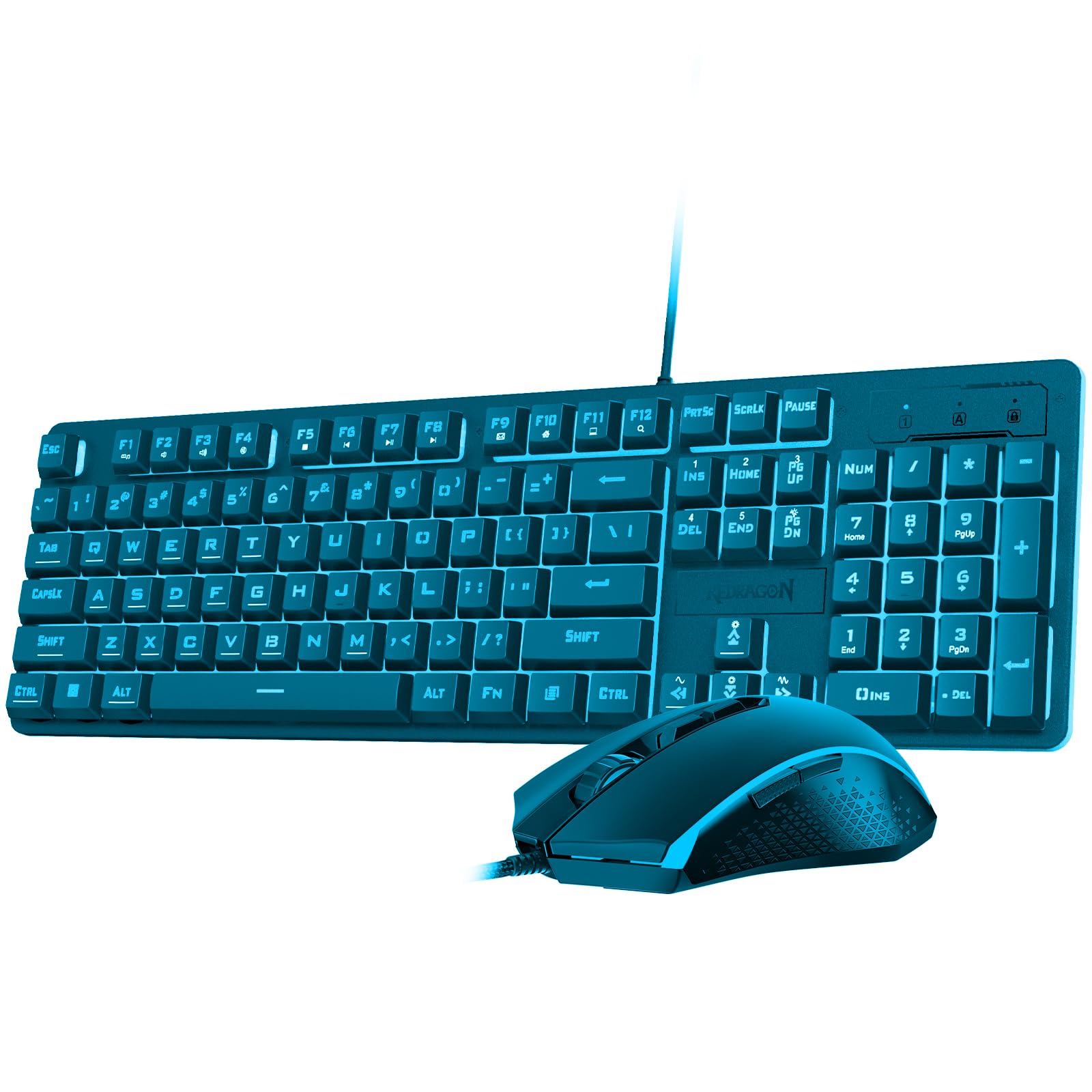 Redragon Gaming Keyboard and Mouse Combo Wired Mechanical Feel RGB LED Backlit Keyboard 3200 DPI Gaming Mouse for Windows PC (Blue)