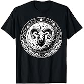 Aries Moon Astrology Sign With Ram And Lunar Landscape T-Shirt