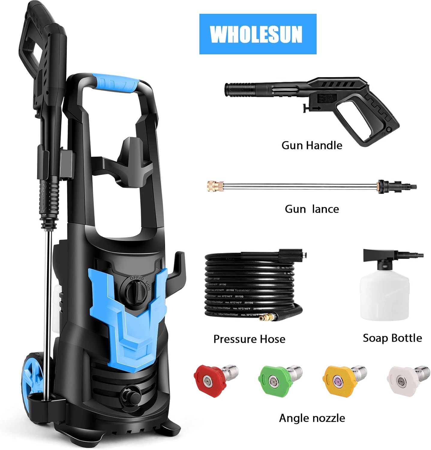 Pressure Washer WHOLESUN 3600PSI Pressure Washer 2.6GPM 1900W Electric Power Washer with 4 Nozzles for Cleaning Cars, Driveways, Garden : Garden & Outdoor
