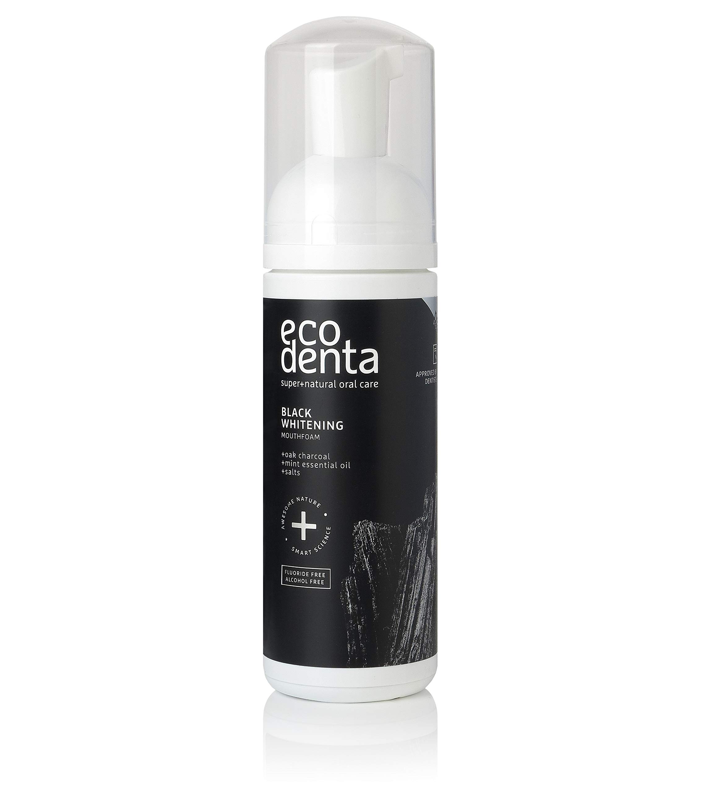 Ecodenta Foaming Mouthwash to Fight Bad Breath - Mouth Foam with Activated Charcoal - Teeth Whitening Mouth Wash - Alcohol Free Fluoride - Antibacterial, 150ml