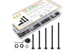 VGBUY 443Pcs M3 Screws Assortment Kit for 3D Printer DIY, M3x25/30/35/40/45mm, Hex Socket Head Cap Metric Screws Bolts Washers Nuts Kit, 12.9 Grade Alloy Steel, Black Oxide