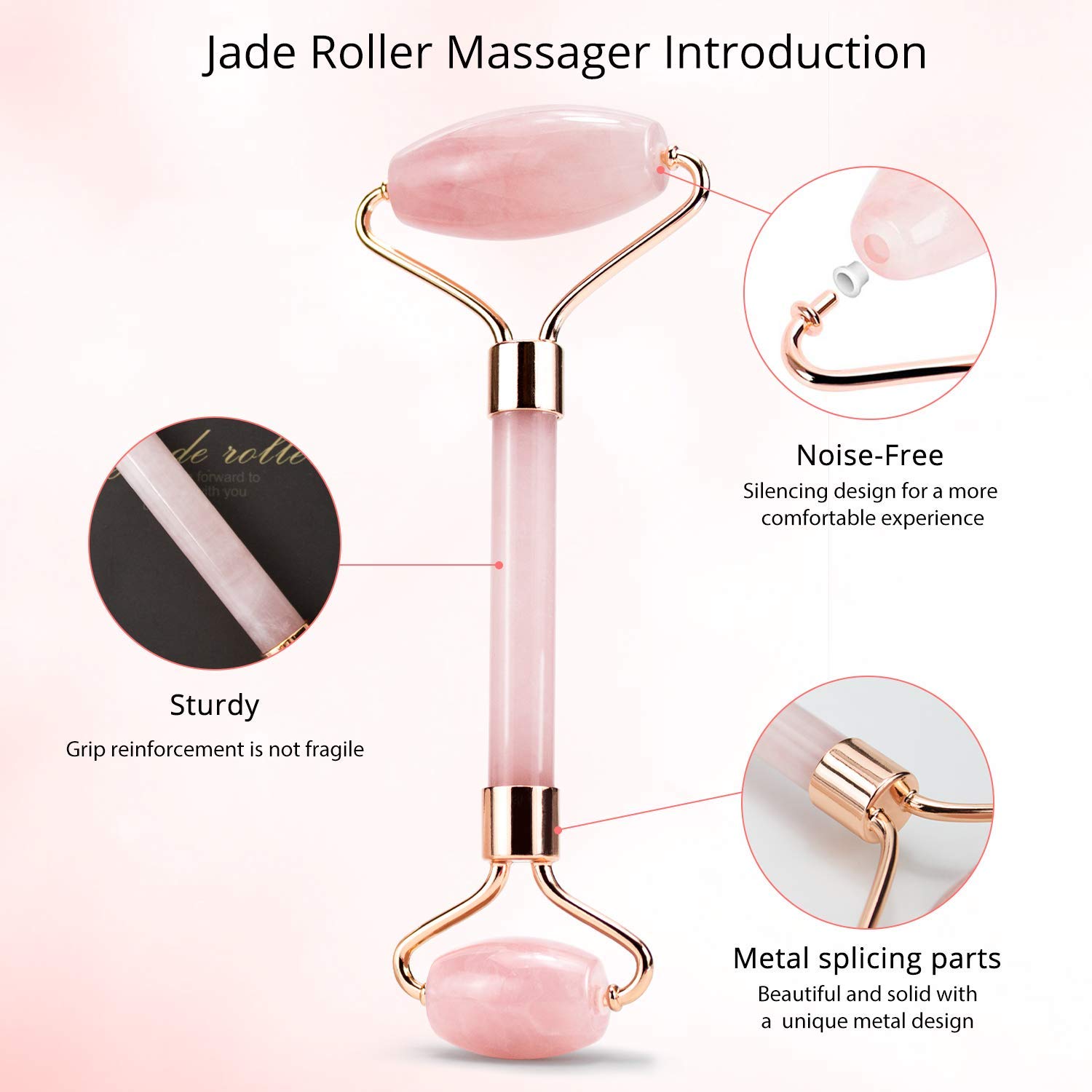Jade Roller & Gua Sha, Face Roller, Facial Beauty Roller Skin Care Tools, BAIMEI Rose Quartz Massager for Face, Eyes, Neck, Body Muscle Relaxing and Relieve Fine Lines and Wrinkles: Beauty